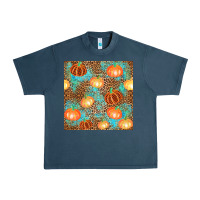 Midnight Navy plaid fall pumpkin seamless Urban Heavy Tee - AdoDesignShop