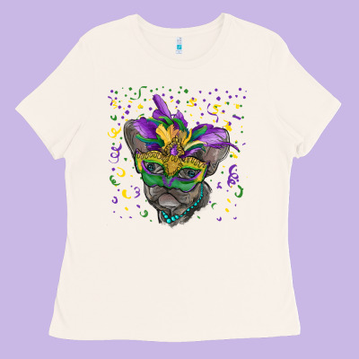 Mardi Gras Mask French Bulldog Ladies Tee Designed By Ranaportraitstore