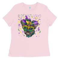 Bubblegum Pink mardi gras mask french bulldog Ladies Tee - RanaPortraitStore