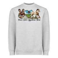 Heather Grey peace love appaloosa horse Heavyweight Sweatshirt - LillyAllenDesigns