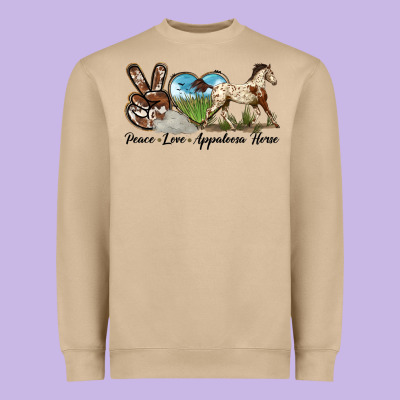 Peace Love Appaloosa Horse Heavyweight Sweatshirt Designed By Lillyallendesigns
