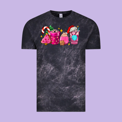 Pink Christmas Coffee Cups Vintage Tee Designed By Adodesignshop