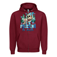 Burgundy Freezing To Death Zipper Hoodie - MaliasSmallBusiness