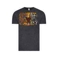 Vintage Black saddle sunflower horseshoe cowhide leopard background Vintage Tee - Artiststas