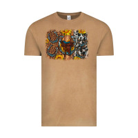 Vintage Camel saddle sunflower horseshoe cowhide leopard background Vintage Tee - Artiststas