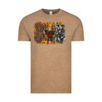 Vintage Coffee saddle sunflower horseshoe cowhide leopard background Vintage Tee - Artiststas