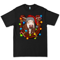 Black christmas horseshoe with hereford cow Premium Tee - RanaPortraitStore
