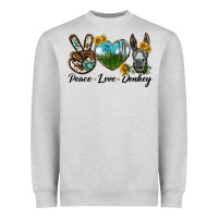 Heather Grey Peace Love Donkey Head Heavyweight Sweatshirt - LillyAllenDesigns