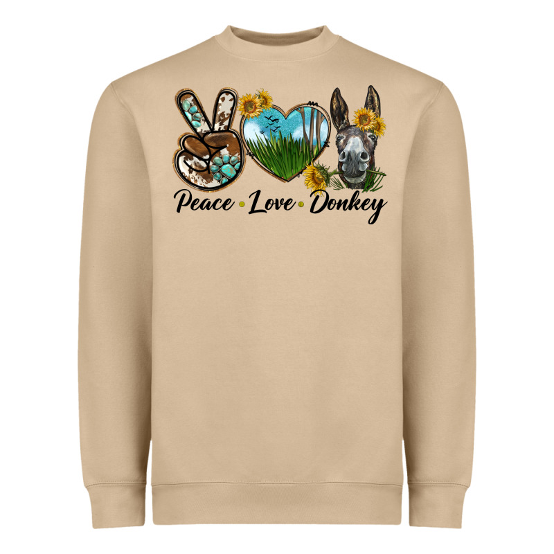 Peace Love Donkey Head Heavyweight Sweatshirt by LillyAllenDesigns | Teevron