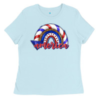 Baby Blue America rainbow Ladies Tee - texasbilliewilder