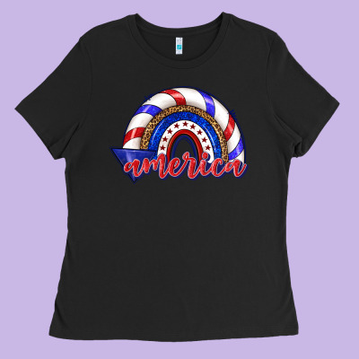 America Rainbow Ladies Tee Designed By Texasbilliewilder