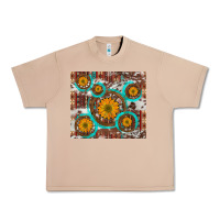 Burro sunflowers and western old wheel aztec cowhide background Urban Heavy Tee - Artiststas