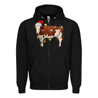 Black Christmas cow Zipper Hoodie - MaliasSmallBusiness