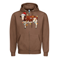 Chestnut Christmas cow Zipper Hoodie - MaliasSmallBusiness