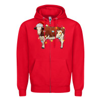 Red Christmas cow Zipper Hoodie - MaliasSmallBusiness