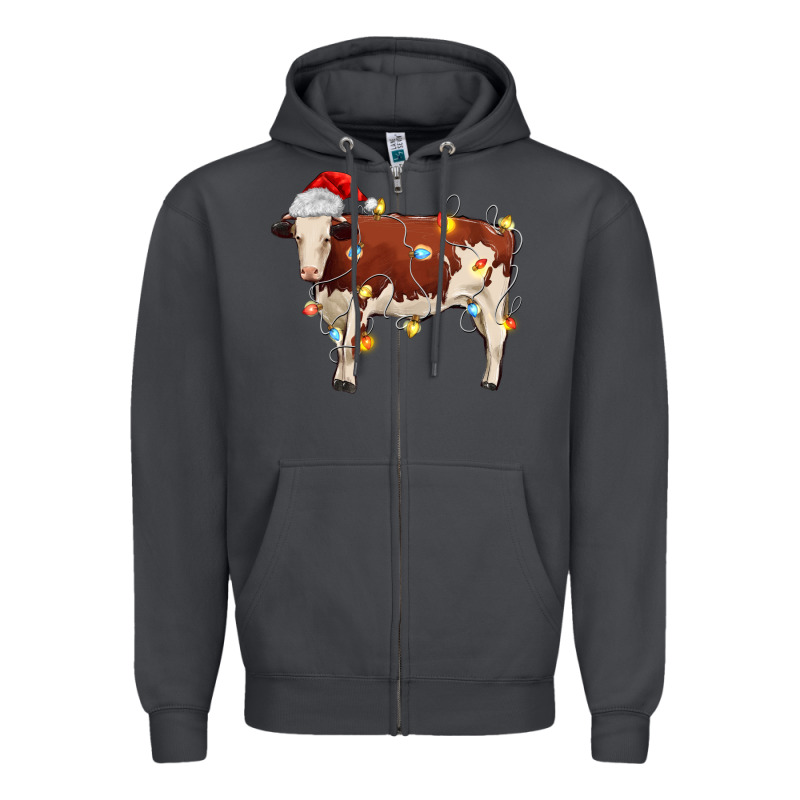 Christmas Cow Zipper Hoodie by MaliasSmallBusiness | Teevron