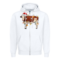 White Christmas cow Zipper Hoodie - MaliasSmallBusiness