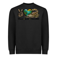 Black Peace Love Crocodile Heavyweight Sweatshirt - LillyAllenDesigns
