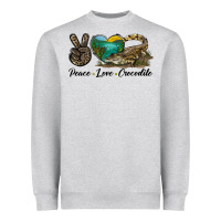 Heather Grey Peace Love Crocodile Heavyweight Sweatshirt - LillyAllenDesigns