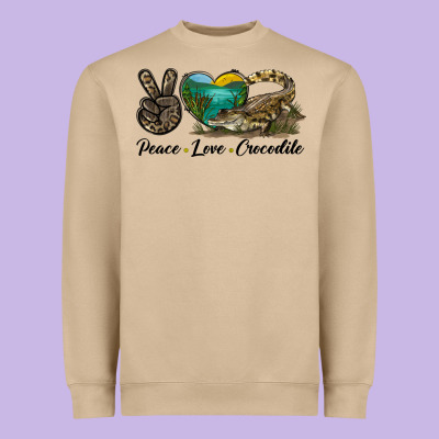 Peace Love Crocodile Heavyweight Sweatshirt Designed By Lillyallendesigns