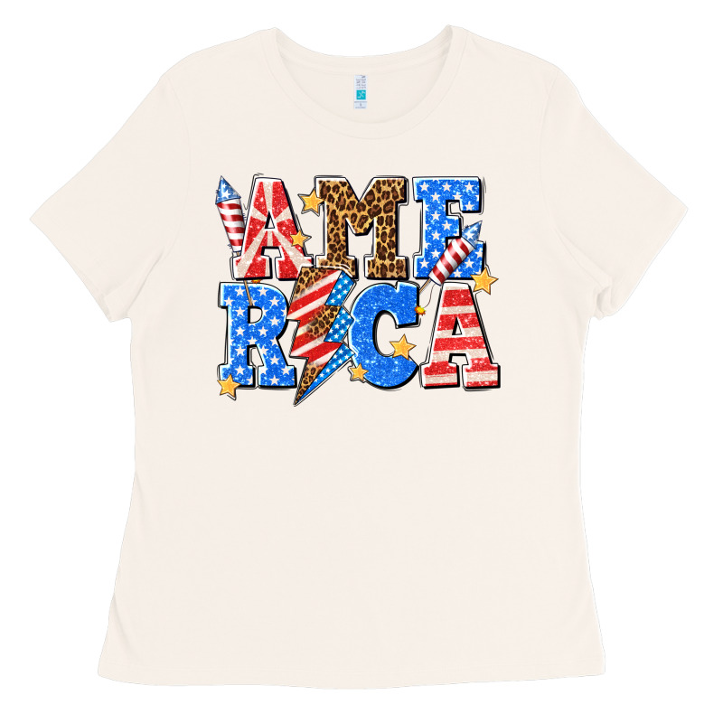America With Lightning Bolt Ladies Tee by texasbilliewilder | Teevron
