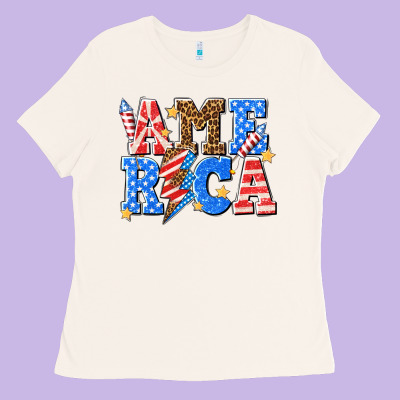 America With Lightning Bolt Ladies Tee Designed By Texasbilliewilder