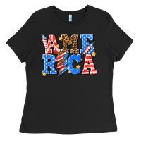 Black America with lightning bolt Ladies Tee - texasbilliewilder
