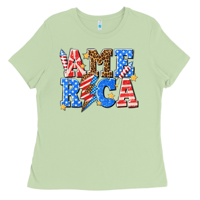 America With Lightning Bolt Ladies Tee by texasbilliewilder | Teevron