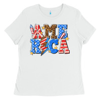 White America with lightning bolt Ladies Tee - texasbilliewilder