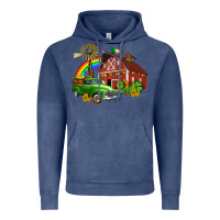 Vintage Denim barn st patricks with truck and shamrocks Vintage Hoodie - AdoDesignShop