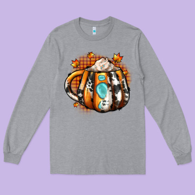 Thanksgiving Coffee Cup Gemstone Long Sleeve Tee Designed By Jahusdesignshop