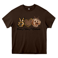 Chocolate Brown peace love cockapoo Heavy Core Tee - RanaPortraitStore