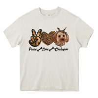 Cream peace love cockapoo Heavy Core Tee - RanaPortraitStore