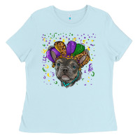 Baby Blue mardi gras french bulldog Ladies Tee - RanaPortraitStore