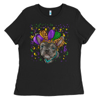 Black mardi gras french bulldog Ladies Tee - RanaPortraitStore