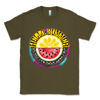 Army Green Hello Summer Classic Tee - CowhideDigitalArt