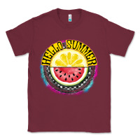 Burgundy Hello Summer Classic Tee - CowhideDigitalArt