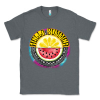 Charcoal Heather Hello Summer Classic Tee - CowhideDigitalArt