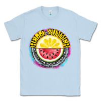 Dusty Blue Hello Summer Classic Tee - CowhideDigitalArt
