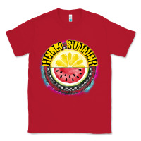 Red Hello Summer Classic Tee - CowhideDigitalArt