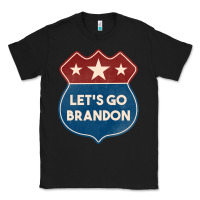 Black Let's Go Brandon Shield Patch Classic Tee - Jasminsmagicworld