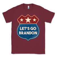 Burgundy Let's Go Brandon Shield Patch Classic Tee - Jasminsmagicworld