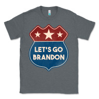 Charcoal Heather Let's Go Brandon Shield Patch Classic Tee - Jasminsmagicworld