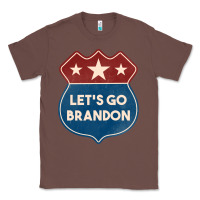 Chestnut Let's Go Brandon Shield Patch Classic Tee - Jasminsmagicworld
