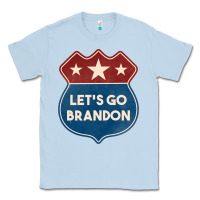 Dusty Blue Let's Go Brandon Shield Patch Classic Tee - Jasminsmagicworld