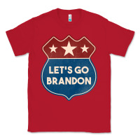 Red Let's Go Brandon Shield Patch Classic Tee - Jasminsmagicworld