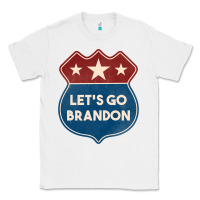 White Let's Go Brandon Shield Patch Classic Tee - Jasminsmagicworld