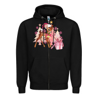 Reindeer Pink Christmas Zipper Hoodie | Teevron
