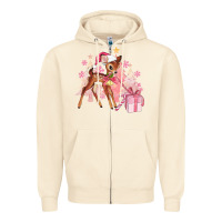 Sandshell reindeer pink christmas Zipper Hoodie - MaliasSmallBusiness