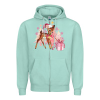 Seafoam reindeer pink christmas Zipper Hoodie - MaliasSmallBusiness
